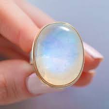 Rainbow Moonstone Ring With All The Colors Of A Sunrise Rainbow Moonstone Ring Moonstone Ring Rainbow Moonstone