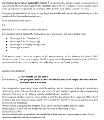 Solved Q1 Airline Reservation System 35points A Small