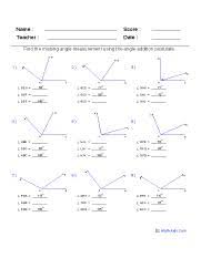 Angle addition postulate quiz worksheet segment addition postulate study com. Angle Addition Postulate Png Name Score Teacher Date Find The Missing Angle Measurement Using The Angle Addition Postulate 1 2 3 E H L Deg L Bce Course Hero