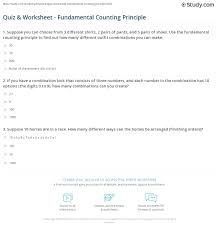 Not teaching common core standards? Quiz Worksheet Fundamental Counting Principle Study Com