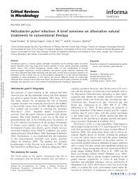 Pdf Helicobacter Pylori Infection A Brief Overview On Alternative Natural Treatments To Conventional Therapy