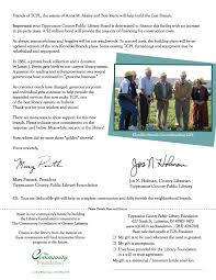 Thank you letter for sponsorship donation. Foundation Tippecanoe County Public Library