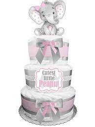 Amazon Com Elephant Diaper Cake Cutest Little Peanut Pink And Gray Baby