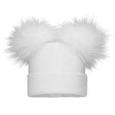 Pom Pom Envy Baby Double Pom Pom Hat White