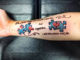 Autism Puzzle Piece Tattoo Black And White Very Cool Autism Tattoos Awareness Tattoo Puzzle Tattoos