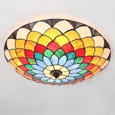 Discover premium quality ceiling light fixtures at lampsusa. Multi Colored Flower Design Ceiling Light Fixture In Tiffany Stained Glass Style 3 Sizes Available Takeluckhome Com