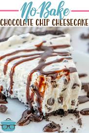 No Bake Chocolate Chip Cheesecake Cake Recipe Chocolate Chip Cheesecake Cheesecake Recipes Easy Desserts