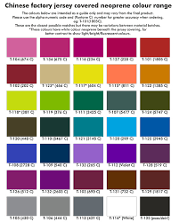 Neoprene Colour Charts For Promotional Products And Stubby