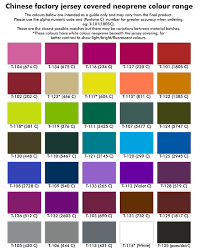 neoprene colour charts for promotional products and stubby