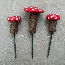 Painted Stone And Twig Mushrooms Creating Your Fairy Garden Can Begin By Adding Mushrooms That Y Fairy Garden Furniture Fairy Garden Diy Fairy Garden Mushrooms