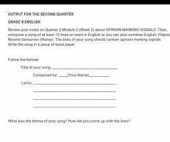 1) personally, i think this doughnut is better than the store bought ones. Compose A Song With Opinion Marking Signals Make Song For Atleast 12 Lines Pa Help Po Brainly Ph