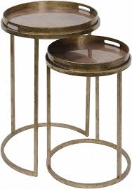 In this video i make a retro / vintage style side table with a drawer. Burton Antique Gold Round Side Tables With Tray Set Of Two K B London