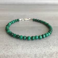 Malachite Bead Bracelet Natural Semi Precious Stone Jewelry Etsy Green Gemstone Bracelet Beaded Bracelets Semiprecious Stone Jewelry