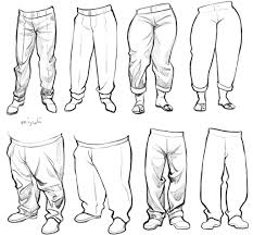 Pants having a drawstring or elastic waist and usually elastic cuffs at the ankle that are worn especially for exercise. Pants Drawing Reference And Sketches For Artists