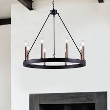 Shop Vanity Art 8 Lights Wagon Wheel Chandelier Lighting Farmhouse Candle Light Fixtures Brass Ceiling Mount For Living Room On Sale Overstock 26060658