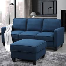 Abbyson Kenzie Sofa And Ottoman Set Navy Blue In 2020 Living Room Collections Ottoman Set Sofa