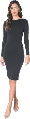 Amazon.com: Dress the Population Women's Emery Crepe, Midi, Bodycon, High  Neck Dress, Black, XX-Small : Clothing, Shoes & Jewelry