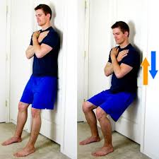 Wall Squats Leaning Up Against A Wall Or Closed Door On Your Back Slide Your Body Down Knee Exercises Knee Strengthening Exercises Knee Replacement Exercises