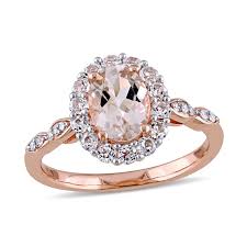 oval morganite white topaz and diamond accent frame engagement ring in 14k rose gold gordons jewelers