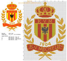Cross stitch and embroidery patterns to download come in a range of beautiful styles. Kv Mechelen Football Team Logo Free Cross Stitch Pattern Free Cross Stitch Patterns Simple Unique Alphabets Baby