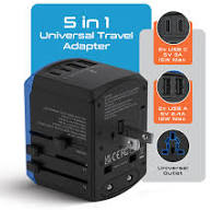 All-In-One International Travel Adapter - 5 in 1 - 2 USB-A & 2 USB-C - Max. 17.5W (3.5A) (UP-15KU-BL)