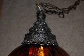 5 out of 5 stars. Vintage Hanging Amber Brown Glass Globe Brass Swag Lamp 60s 70s 1831241632
