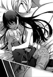 maigo, tasogare otome x amnesia, 1boy, 1girl, age difference, black hair,  blonde hair, blush, closed eyes, cuddling, face to breasts, greyscale, hand  on anothers head, hug, long hair, monochrome, on bed, onee-shota,