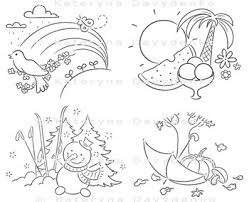 Summer, winter, spring, snow, trees, autumn, fruit, sunset, vector map eps format, transformation seasons in vector plant, keywords: The Four Seasons In Cartoon Pictures By Optimistic Kids And Families Art