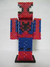 3d Spiderman Minecraft Skin Perler Beads By Angela Albergo Perler Bead Patterns Perler Patterns 3d Perler Bead