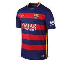 Zoals we jullie eind maart al lieten zien heeft dit nieuwe barcelona tenue drie brede rode banenen twee paars/blauwe banen. Fc Barcelona Home Jersey 2015 16 Barcelona Jersey