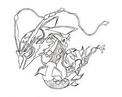 It has a triangular black nose, rounded black ears, black circles around its eyes, and tufts of fur on top of its head and on each cheek. Legendary Rayquaza Pokemon Coloring Pages Free Pokemon Coloring Coloring Home