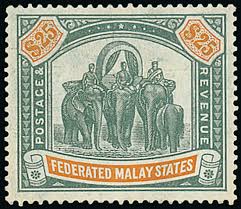 The sultanates as british protectorates. 492 Federated Malay States 1904 22 Issue Issued Stamps 25 Green And