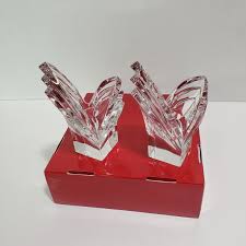 Mikasa Candle Holders Pair Taper Lead Crystal Art Deco Style 1990s Tulip  Germany