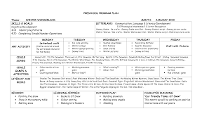Emergent Curriculum Preschool Lesson Plan Template Preschool Program Plan Theme Winter Preschool Lesson Plan Template Preschool Programs Emergent Curriculum