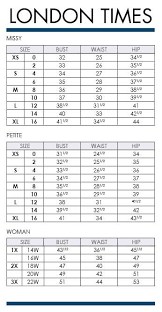 London Times Missy Petite And Plus Size Charts Via