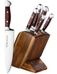 Knife Set 6 Piece Kitchen Knife Set With Block Wooden Chef Knife Set German Stainless Steel Emojoy Germen Steel Kitchen Knives Knife Set Kitchen Knife Sets
