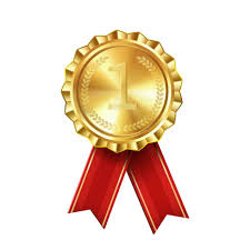 realista ouro prêmio medalha com vermelho fitas gravado número um. Prêmio  crachá para vencedores e conquistas 28572273 Vetor no Vecteezy