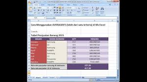 Excel 2007 Tutorial Cara Menghitung Rata Rata Dengan Dua Kriteria Menggunakan Averageifs Youtube