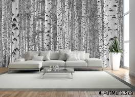 Black And White Birch Tree Wallpaper This Black And White Tree Mural Will Sweep You Away With Its Majestic Birch Trees Surround You Birch Tree Wallpaper Black And White Wallpaper White Wallpaper