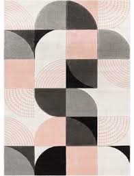 Black And Pink Rug Well Woven Margot Power Loom Blush Pink Gray Black Rug Wayfair In 2020 Graphic Rug Black Rug Rug Texture