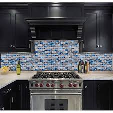 Light blue and turquoise mosaic tile kitchen backsplash. Navy Blue Glass Mosaic Grey Marble 1 X 2 Subway Wall Tiles