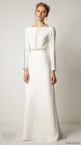 Rembo Styling 2017 Bridal Long Sleeves Bateau Neckline Simple Sophiscated Elegant Modified Trendy Wedding Dresses Winter Wedding Dress Boho Chic Wedding Dress