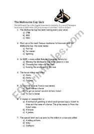 Our online horse trivia quizzes can be . Melbourne Cup Esl Worksheet By Mariet