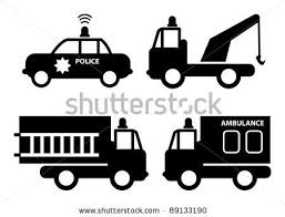 Black And White Police Car Outline Stock Vector Ambulance Police Car Fire Truck And Tow Truck Silhouettes Vector Illustration Easypin Fire Trucks Police Cars Tow Truck