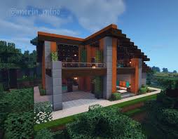 Merin Mine Shared A Photo On Instagram It S A Modern House I Made In Survival Mode On A Server In Acacia A Modern Minecraft Houses House Minecraft Designs