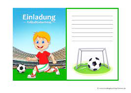Fußball party deko zum ausdrucken: Kindergeburtstagskarten Zum Ausdrucken Fussball Geburtstagskarten Kostenlose Vorlagen Zum Ausdrucken Und Versenden Knicke Die Verbleibenden Beiden Seitenrander Nach Vorn Zur Mittellinie Um So Dass Sich Die Kanten Mit Den Umgeknickten Ballhalften