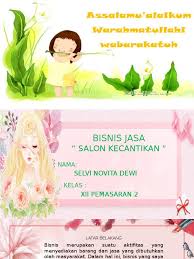 Kami berharap semoga ulasan contoh presentasi pengenalan produk power point dapat memberikan gambaran secara utuh kepada anda mengenai contoh presentasi pengenalan produk power point. Ppt Salon Kecantikan Selvi
