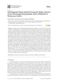 Pdf Self Reported Sleep Quality Using The Malay Version Of The Pittsburgh Sleep Quality Index Psqi M In Malaysian Adults