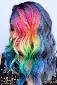 33 Rainbow Hair Styles To Look Like A Unicorn Hair Styles Hair Rainbow Hair