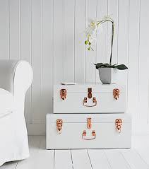 Habitat sona storage hammered aluminium side table. Nantucket White Trunks Set Bedside Table Lamp Table Storage